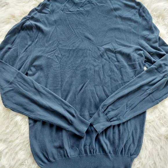 Modango Milano Men's Navy Blue 100% Wool High Neck Sweater Size M Made in Italy - Picture 3 of 8